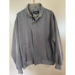 Bugatchi Jacket Mens Large Gray Modal Rayon Bomber Snap Front Elastic Hem Lined